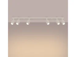 Lámpara de techo Gloow minimalista de aluminio - 6 fuentes luminosas 4000K - L.117 x A.16,5 cm - beige