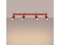 Lámpara de techo Gloow minimalista de aluminio - 4 fuentes luminosas 4000K - L.81 x A.16,5 cm - ocre rojo