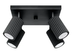 Lámpara de techo Gloow minimalista de aluminio - 4 fuentes luminosas 4000K - L.25 x A.16,5 cm - negro