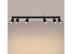 Lámpara de techo Gloow minimalista de aluminio - 6 fuentes luminosas 4000K - L.117 x A.16,5 cm - negro