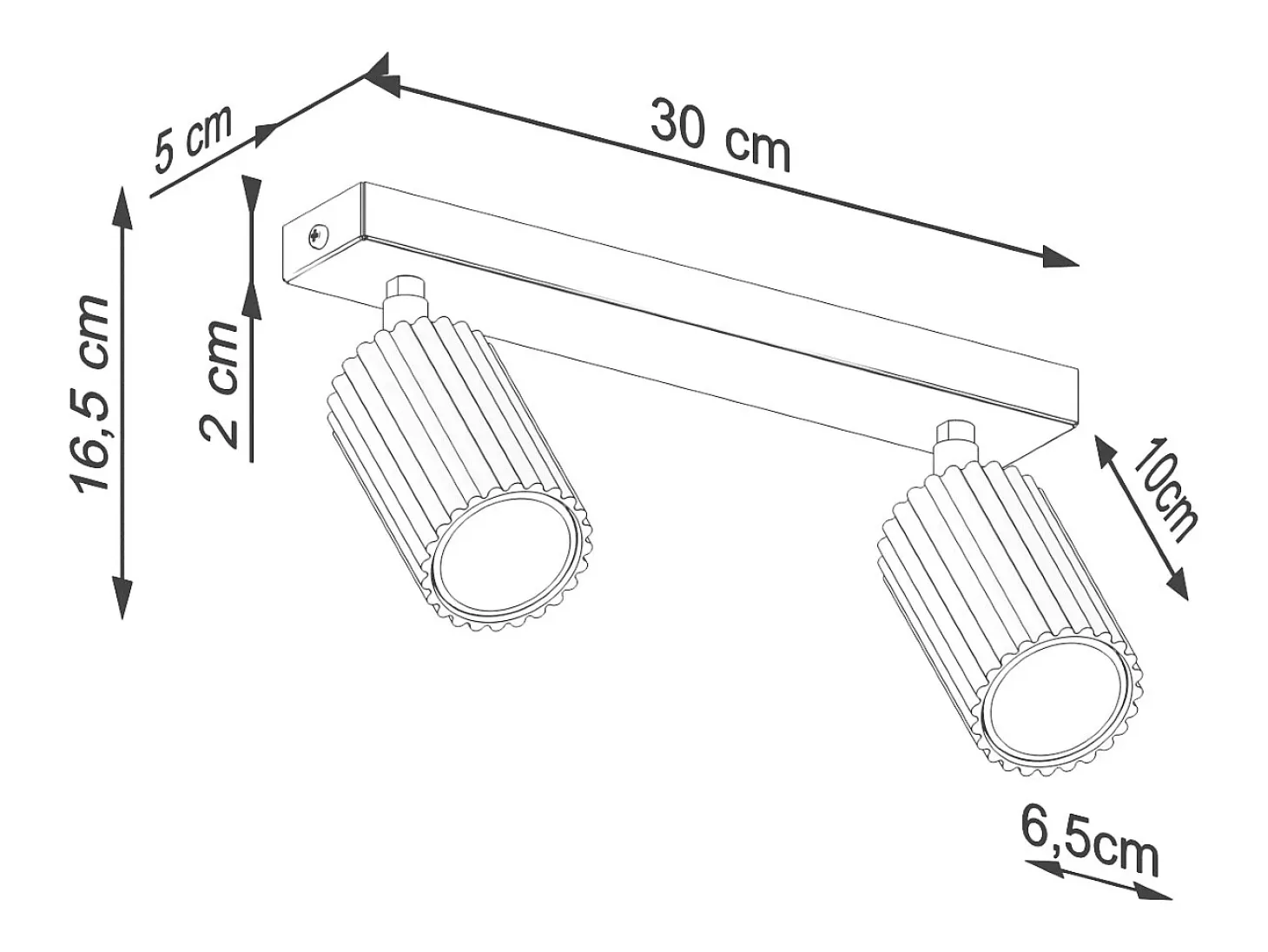 Lámpara de techo Gloow minimalista de aluminio - 2 fuentes luminosas 4000K - L.30 x A.16,5 cm - beige