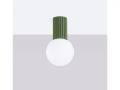 Lámpara De Techo Halo Moderno De Aluminio/Vidrio - 1 Fuentes Luminosas - L.12 X A.21 Cm - Verde Oliva