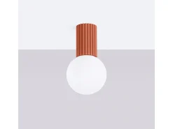 Lámpara De Techo Halo Moderno De Aluminio/Vidrio - 1 Fuentes Luminosas - L.12 X A.21 Cm - Ocre Rojo