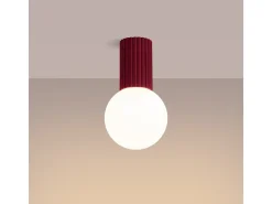 Lámpara De Techo Halo Moderno De Aluminio/Vidrio - 1 Fuentes Luminosas - L.12 X A.21 Cm - Borgoña