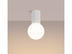 Lámpara De Techo Halo Moderno De Aluminio/Vidrio - 1 Fuentes Luminosas - L.12 X A.21 Cm - Blanco