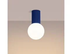 Lámpara De Techo Halo Moderno De Aluminio/Vidrio - 1 Fuentes Luminosas - L.12 X A.21 Cm - Ultramarino