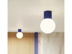 Lámpara De Techo Halo Moderno De Aluminio/Vidrio - 1 Fuentes Luminosas - L.12 X A.21 Cm - Ultramarino