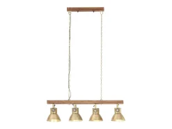 Lámpara de techo industrial madera de mango latón E27 ES222470