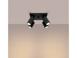 Lámpara De Techo Karbon Minimalista De Aluminio - 4 Fuentes Luminosas - L.25 X A.16,5 Cm - Negro