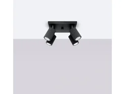 Lámpara De Techo Karbon Minimalista De Aluminio - 4 Fuentes Luminosas - L.25 X A.16,5 Cm - Negro