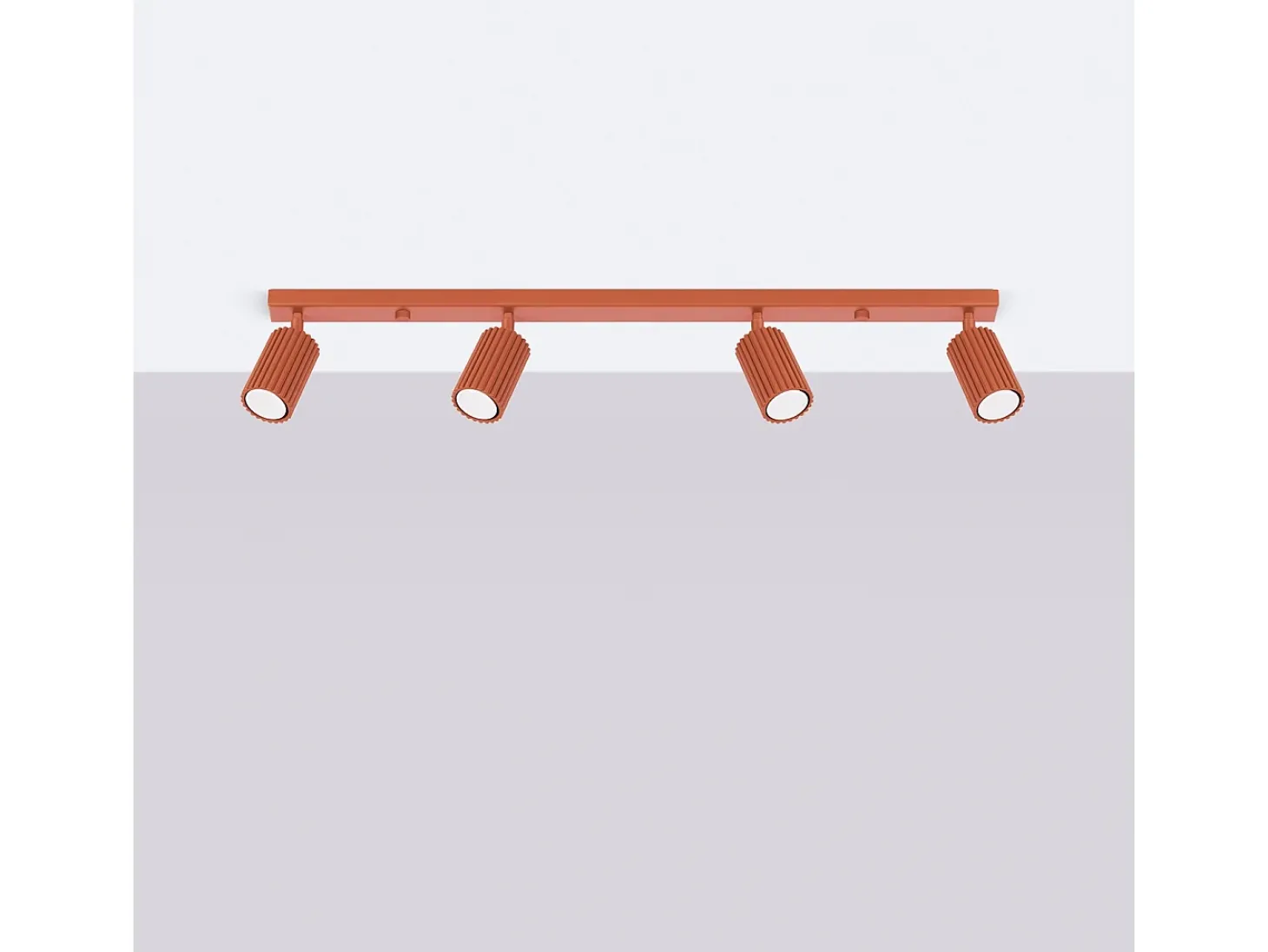 Lámpara De Techo Karbon Minimalista De Aluminio - 4 Fuentes Luminosas - L.81 X A.16,5 Cm - Ocre Rojo