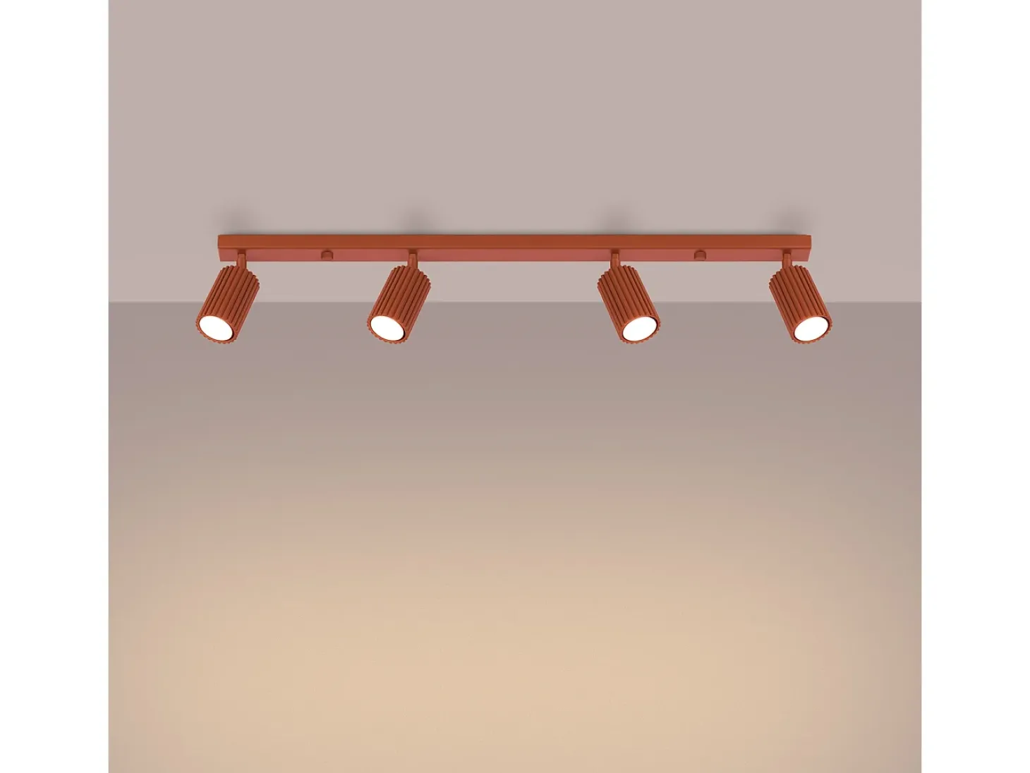 Lámpara De Techo Karbon Minimalista De Aluminio - 4 Fuentes Luminosas - L.81 X A.16,5 Cm - Ocre Rojo