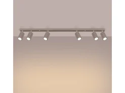 Lámpara De Techo Karbon Minimalista De Aluminio - 6 Fuentes Luminosas - L.117 X A.16,5 Cm - Gris Pardo