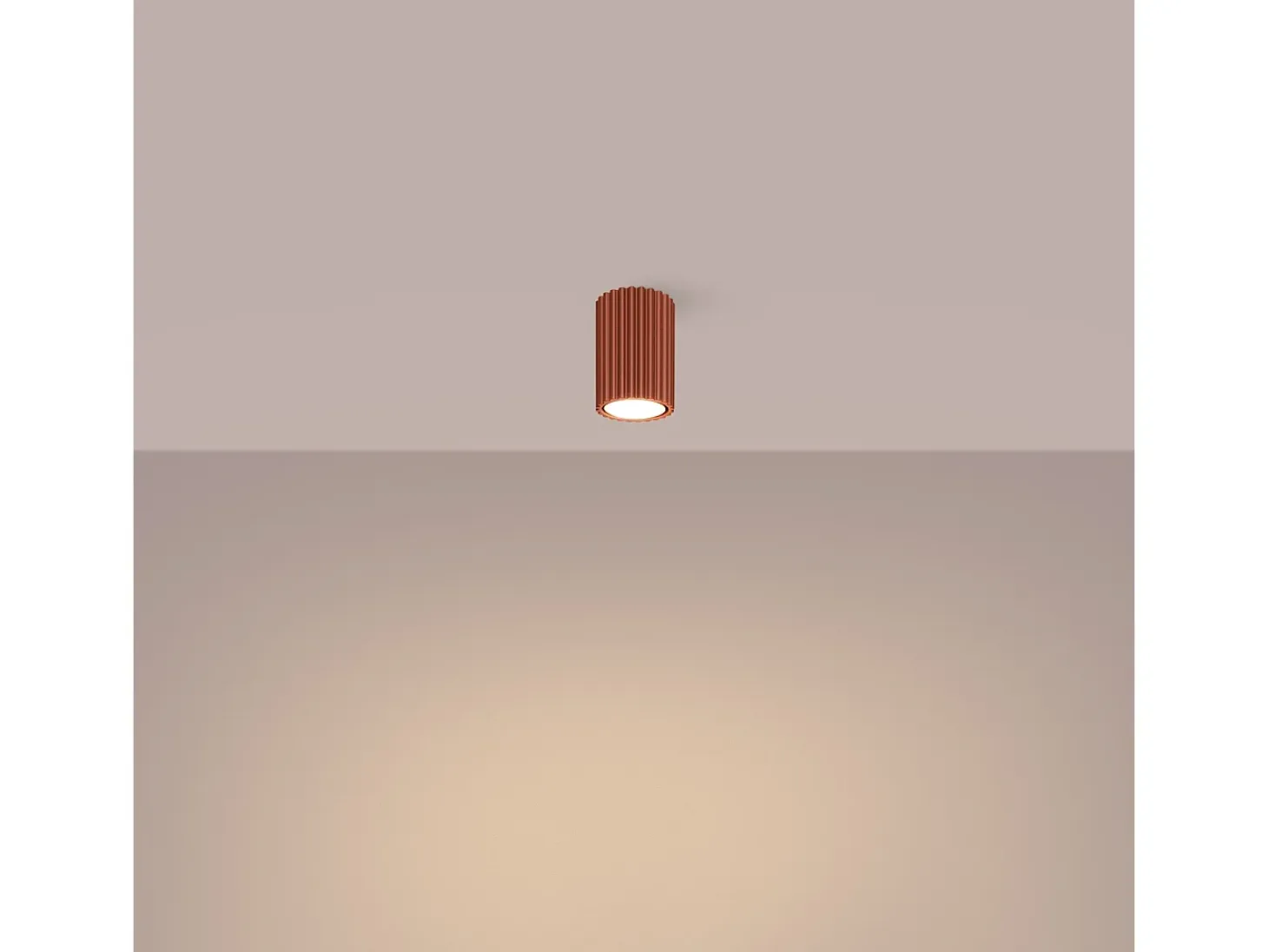Lámpara De Techo Karbon Minimalista De Aluminio - 1 Fuentes Luminosas - L.6,5 X A.10 Cm - Ocre Rojo