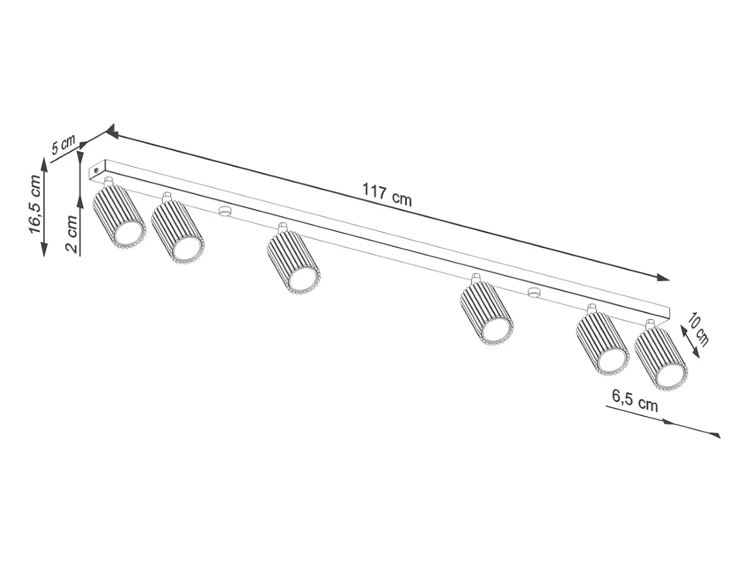 Lámpara De Techo Karbon Minimalista De Aluminio - 6 Fuentes Luminosas - L.117 X A.16,5 Cm - Blanco