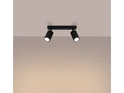 Lámpara De Techo Karbon Minimalista De Aluminio - 2 Fuentes Luminosas - L.30 X A.16,5 Cm - Negro