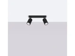 Lámpara De Techo Karbon Minimalista De Aluminio - 2 Fuentes Luminosas - L.30 X A.16,5 Cm - Negro