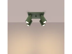 Lámpara De Techo Karbon Minimalista De Aluminio - 4 Fuentes Luminosas - L.25 X A.16,5 Cm - Verde Oliva