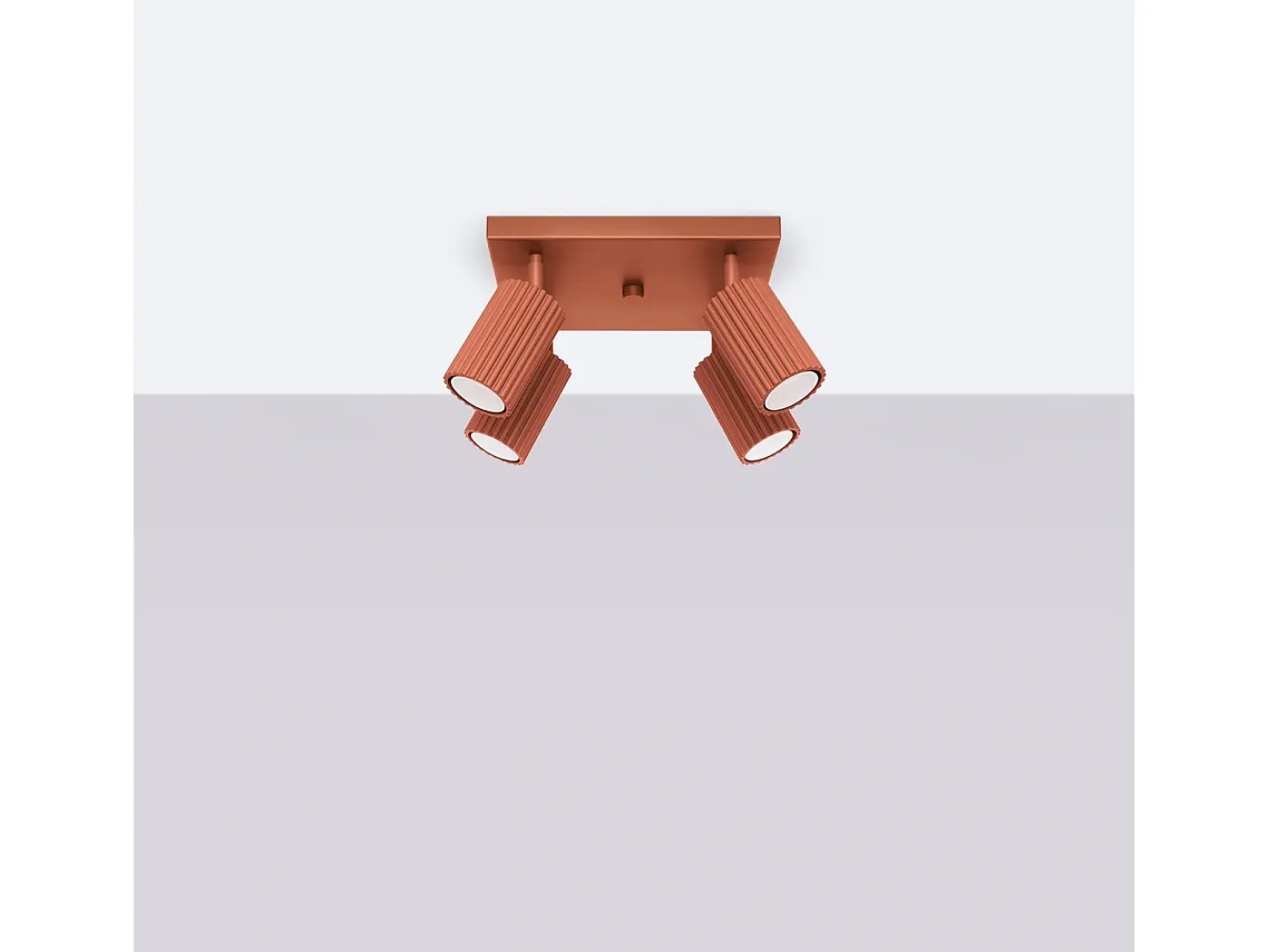 Lámpara De Techo Karbon Minimalista De Aluminio - 4 Fuentes Luminosas - L.25 X A.16,5 Cm - Ocre Rojo