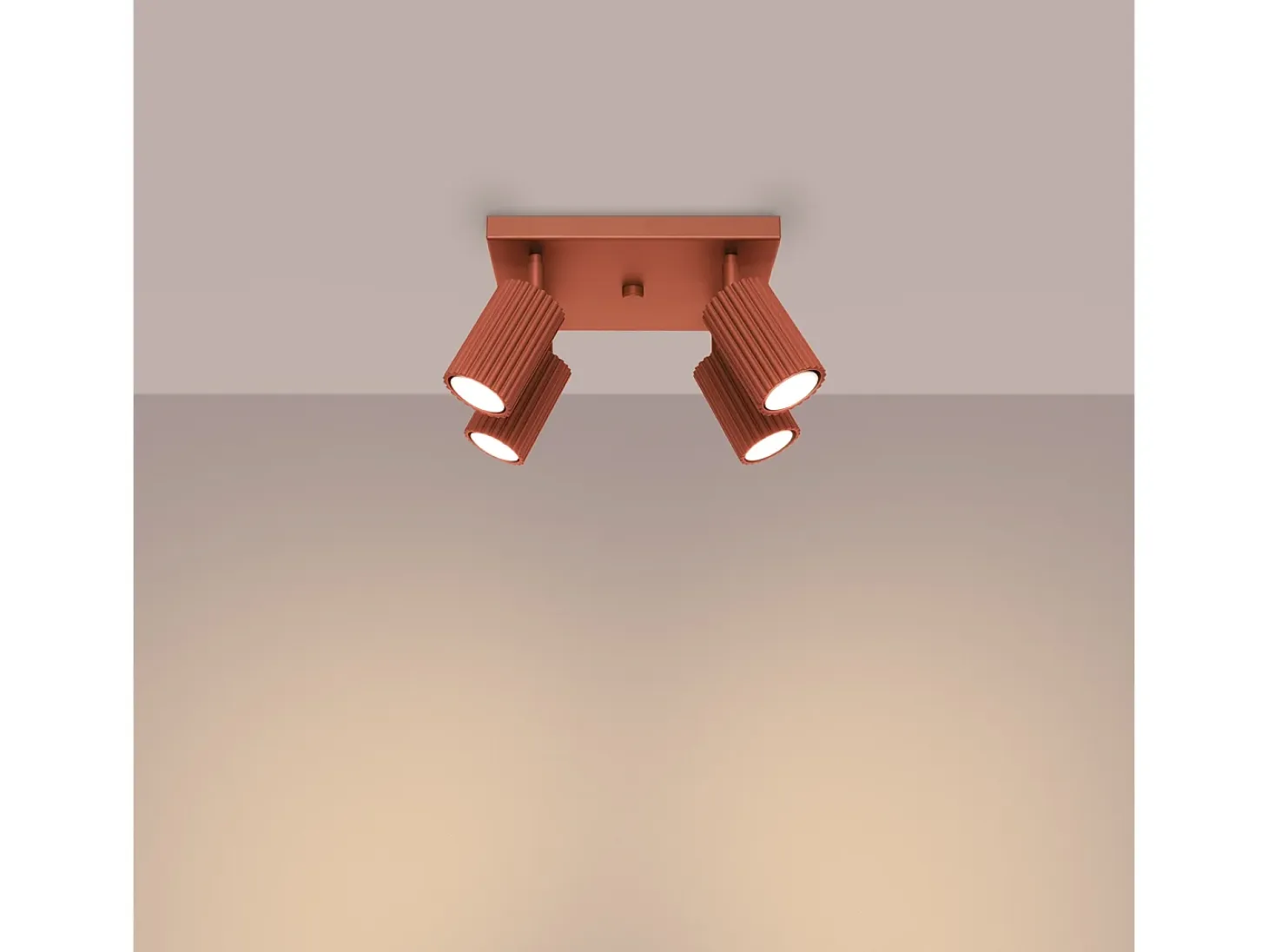 Lámpara De Techo Karbon Minimalista De Aluminio - 4 Fuentes Luminosas - L.25 X A.16,5 Cm - Ocre Rojo