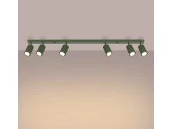 Lámpara De Techo Karbon Minimalista De Aluminio - 6 Fuentes Luminosas - L.117 X A.16,5 Cm - Verde Oliva