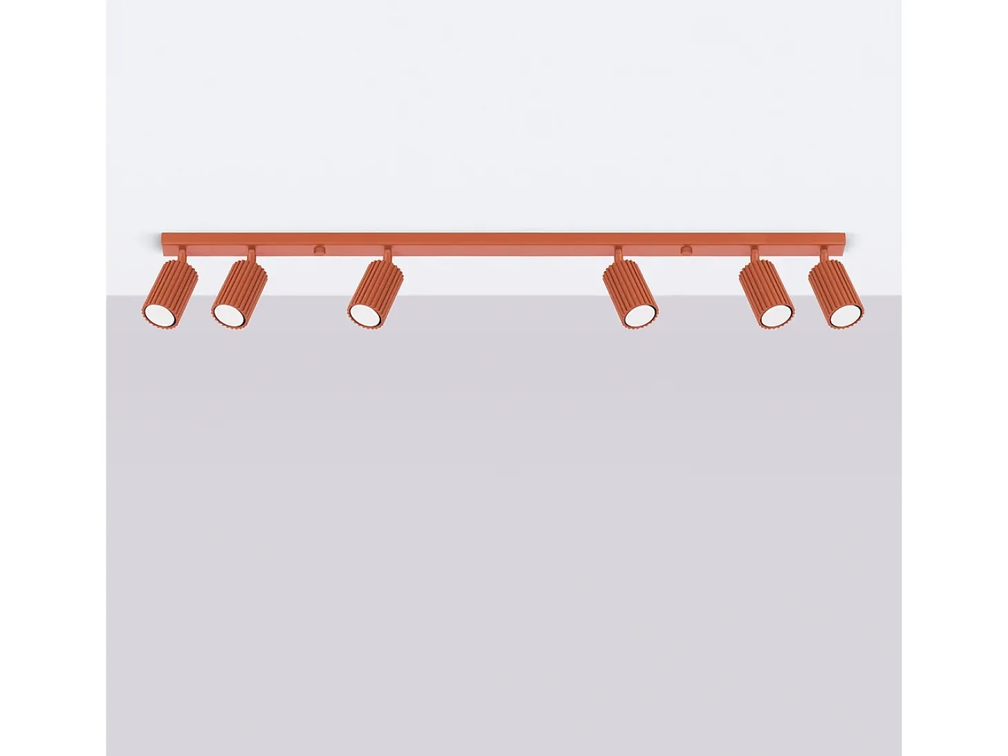 Lámpara De Techo Karbon Minimalista De Aluminio - 6 Fuentes Luminosas - L.117 X A.16,5 Cm - Ocre Rojo