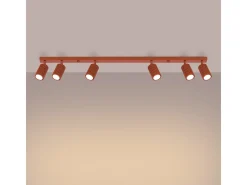Lámpara De Techo Karbon Minimalista De Aluminio - 6 Fuentes Luminosas - L.117 X A.16,5 Cm - Ocre Rojo
