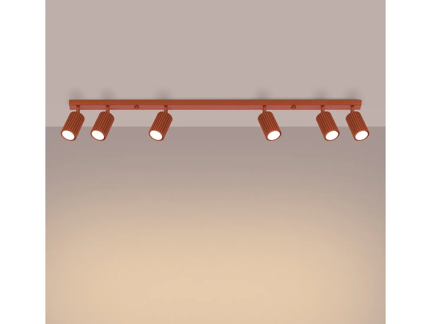 Lámpara De Techo Karbon Minimalista De Aluminio - 6 Fuentes Luminosas - L.117 X A.16,5 Cm - Ocre Rojo