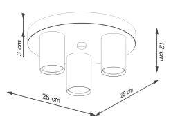 Lámpara De Techo Lagos Moderno De Acero - 3 Fuentes Luminosas - L.25 X A.12 Cm - Blanco