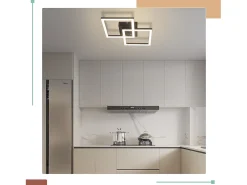 Lámpara de techo LED cuadrada NETTLIFE, negra, 24 W, 4000 K, blanca neutra, moderna, para cocina