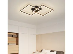 Lámpara de techo LED NETTLIFE para dormitorio, 24 W, para sala de estar, blanca cálida, moderna, cuadrada y negra.