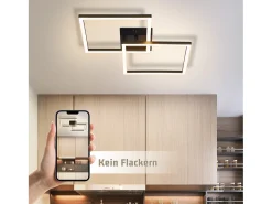 Lámpara de techo LED NETTLIFE para dormitorio, 24 W, para sala de estar, blanca cálida, moderna, cuadrada y negra.