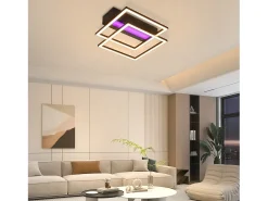 Lámpara de techo LED NETTLIFE para salón, 2 marcos, negra, moderna, cuadrada, regulable, ideal para pasillo
