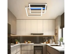 Lámpara de techo LED NETTLIFE para salón, 2 marcos, negra, moderna, cuadrada, regulable, ideal para pasillo