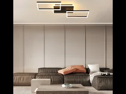 Lámpara de techo LED Nettlife para salón - Lámpara de techo grande negra regulable con mando a distancia, 63 W lámpara de cocina de metal, 80 cm