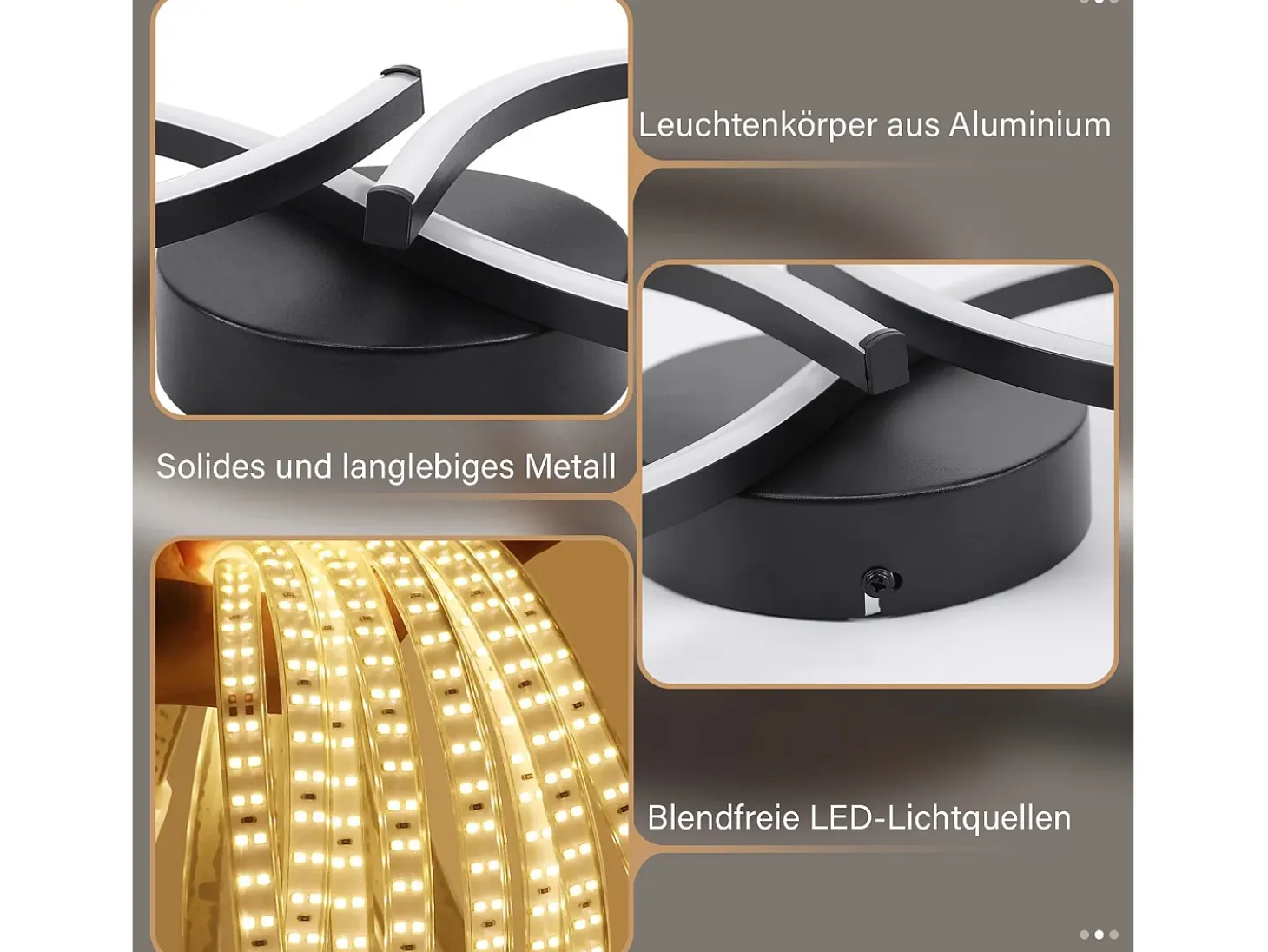 Lámpara de techo LED NETTLIFE para sala de estar, 24 W, moderna y creativa, color negro, para cocina, 3000 K, blanco cálido