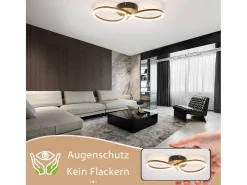 Lámpara de techo LED NETTLIFE para sala de estar, 24 W, moderna y creativa, color negro, para cocina, 3000 K, blanco cálido