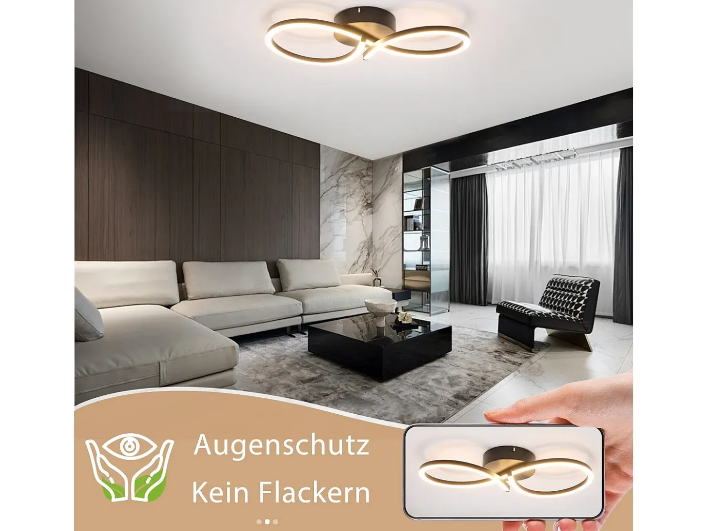 Lámpara de techo LED NETTLIFE para sala de estar, 24 W, moderna y creativa, color negro, para cocina, 3000 K, blanco cálido