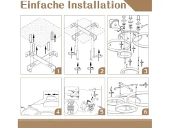 Lámpara de techo LED NETTLIFE para sala de estar, color negro, regulable, para dormitorio, 61 cm, diseño moderno, con control remoto, 50 W.