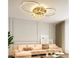 Lámpara de techo LED NETTLIFE para sala de estar, color negro, regulable, para dormitorio, 61 cm, diseño moderno, con control remoto, 50 W.