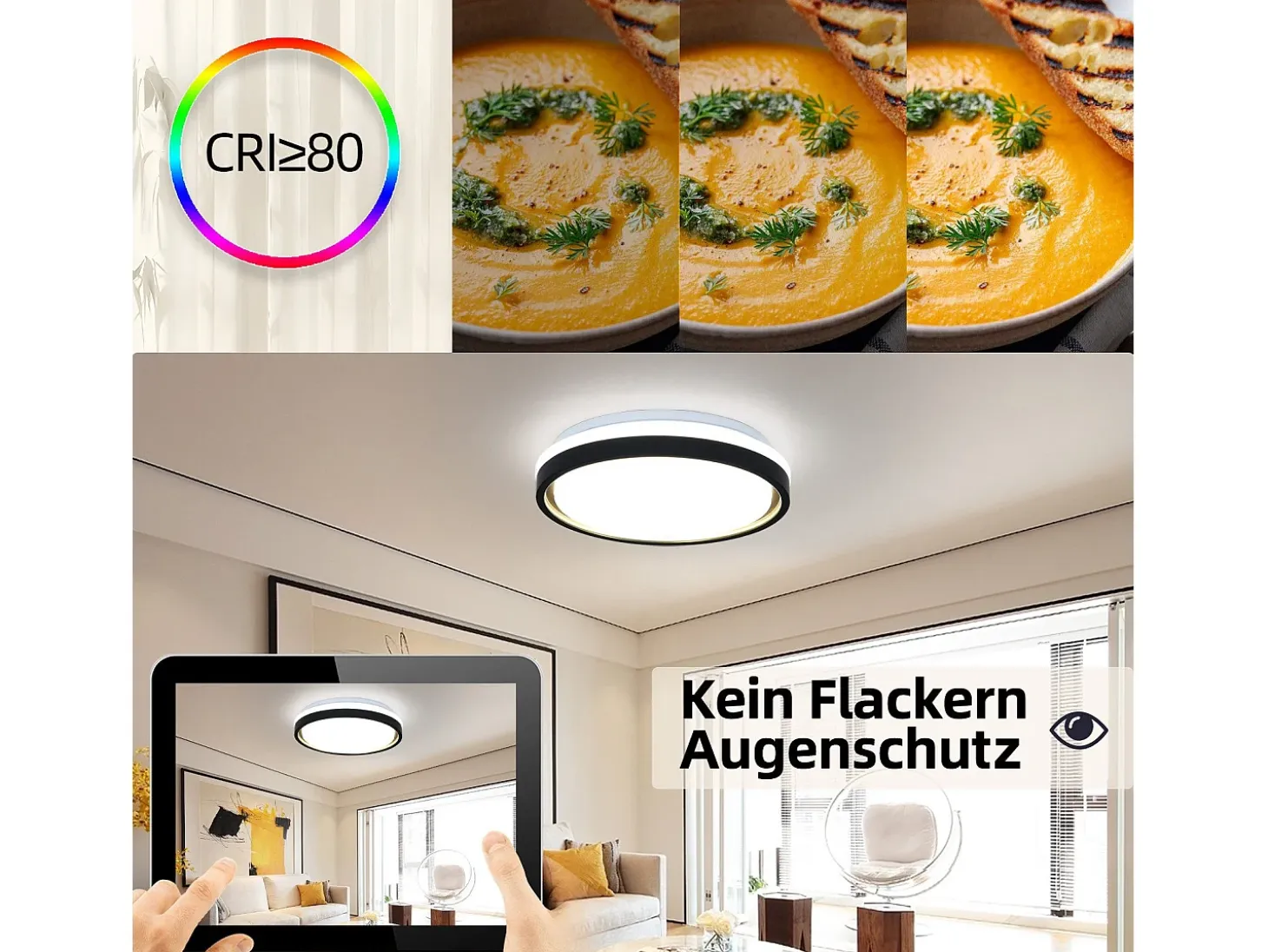 Lámpara de techo LED NETTLIFE para dormitorio, Ø30cm, orientable, 18W, mando a distancia, negro/dorado, diseño moderno