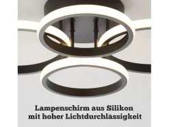 Lámpara de techo LED NETTLIFE, 4 anillos, regulable, color negro, 48 W, para salón