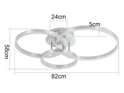 Lámpara de techo LED NETTLIFE para salón, regulable, 82 cm, diseño moderno, dorada, 74 W, para dormitorio con mando a distancia.