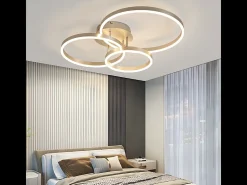 Lámpara de techo LED NETTLIFE para salón, regulable, 82 cm, diseño moderno, dorada, 74 W, para dormitorio con mando a distancia.