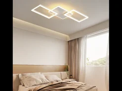 Lámpara de techo LED NETTLIFE para salón - Lámpara de techo regulable con mando a distancia de 63 W - Grande - Blanco moderno