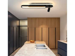 Lámpara de techo LED NETTLIFE negra moderna regulable para dormitorio con 1 foco de techo