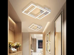 Lámpara de techo LED Nettlife para dormitorio y salón, 24 W, blanco cálido 3000 K, para cocina, color plateado, ajustable.