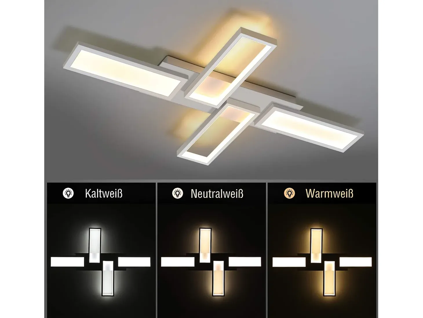 Lámpara de techo LED NETTLIFE para sala de estar, blanca, regulable, 58 W, 82,7 cm, cuadrada, diseño moderno con control remoto