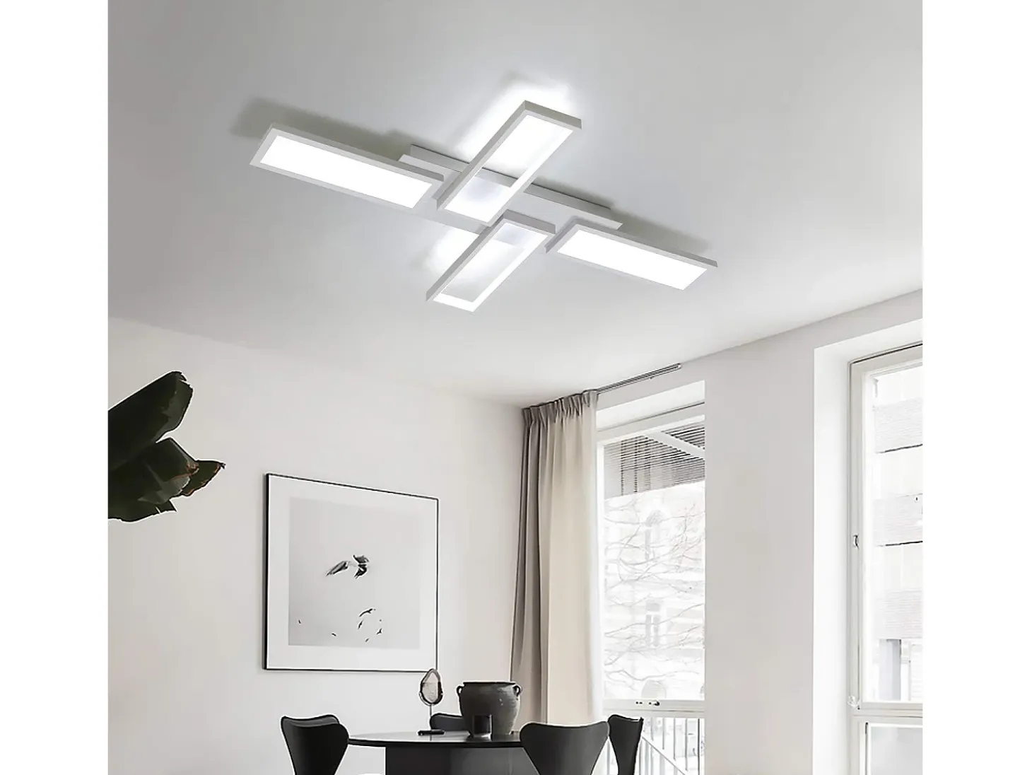 Lámpara de techo LED NETTLIFE para sala de estar, blanca, regulable, 58 W, 82,7 cm, cuadrada, diseño moderno con control remoto