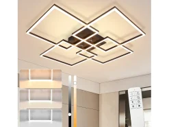 Lámpara de techo LED NETTLIFE de 72 cm, color negro, regulable, con mando a distancia, 48 W, diseño rectangular moderno.